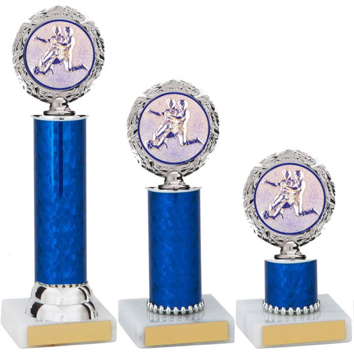 BLUE FOOTBALL TROPHY METAL WREATH DESIGN -3 SIZES 